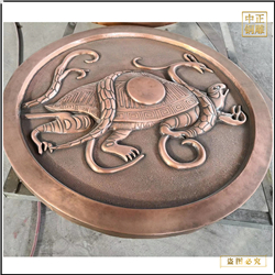 鑄銅關公 神龜圓浮雕工藝品
