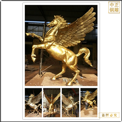 鑄銅關(guān)公 帶翅膀銅馬雕塑鑄造