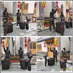 鑄銅關(guān)公 抱小孩買酒人物雕塑