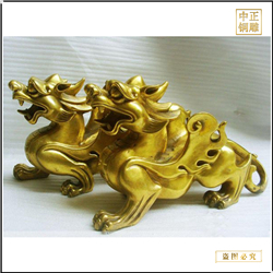 鑄銅關(guān)公 純銅公母貔貅擺件