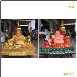 鑄銅關(guān)公 純銅納福布袋彌勒佛擺件