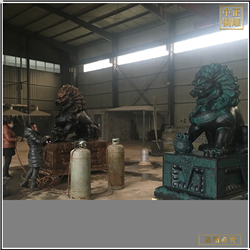 鑄銅關(guān)公 銅獅子踩球踩獅子工藝品擺件
