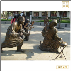 鑄銅關(guān)公 景觀玩皮影戲雕塑