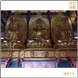鑄銅關公 大型寺廟貼金西方三圣佛像