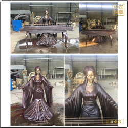 鑄銅關(guān)公 大型古箏人物雕塑鑄造