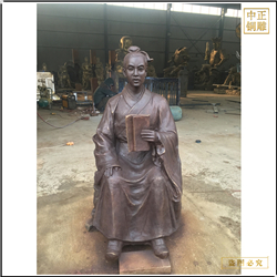 鑄銅關公 古代書生看書雕塑鑄造價格