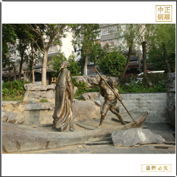 鑄銅關公 古代人物坐船銅雕塑