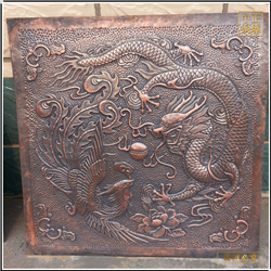 鑄銅關公 龍鳳呈祥銅浮雕壁畫