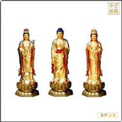 鑄銅關(guān)公 貼金西方三圣神像定制