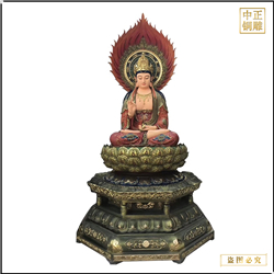 鑄銅關(guān)公 帶背光坐像觀音菩薩銅像