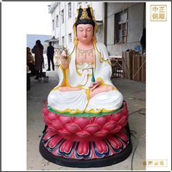 鑄銅關(guān)公 白色坐蓮花純銅觀音佛像