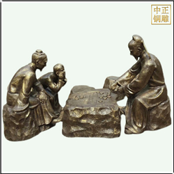 古代人物下象棋銅雕塑 古代人物下象棋銅雕塑