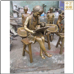 鑄銅關(guān)公 校園小女孩看書(shū)銅雕塑