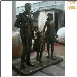 鑄銅關(guān)公 一家三口逛街人物銅雕塑