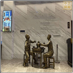 鑄銅關(guān)公 火鍋店門口迎賓人物銅雕塑