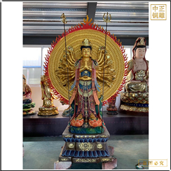 鑄銅關(guān)公 帶背光彩繪千手觀音銅雕