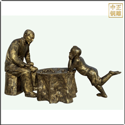 鑄銅關(guān)公 下象棋對弈人物雕塑