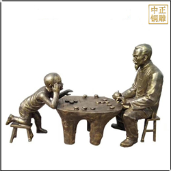 鑄銅關(guān)公 下象棋民俗雕塑