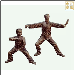 鑄銅關(guān)公 祖孫打太極人物銅雕塑