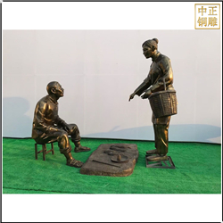 賣魚(yú)情景小品人物雕塑