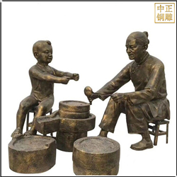 鑄銅關(guān)公 磨豆?jié){人物銅雕塑