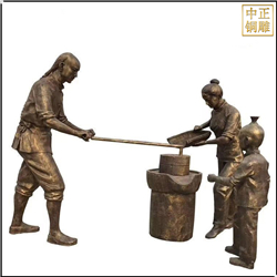 鑄銅關(guān)公 推石磨人物銅雕塑
