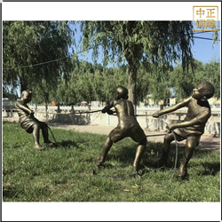 鑄銅關(guān)公 校園小孩拔河人物銅雕塑