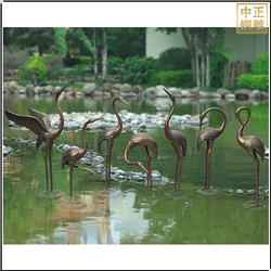 鑄銅關(guān)公 水池仙鶴銅雕塑擺件