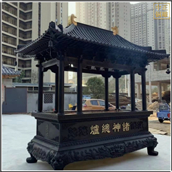 鑄銅關(guān)公 帶蓋銅香爐定制