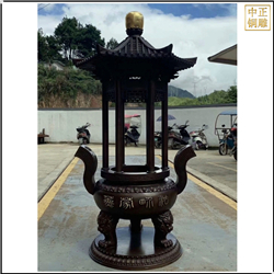 鑄銅關(guān)公 單層帶蓋圓形香爐