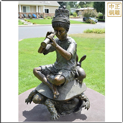 鑄銅關(guān)公 小孩坐海龜看望遠(yuǎn)鏡人物雕塑